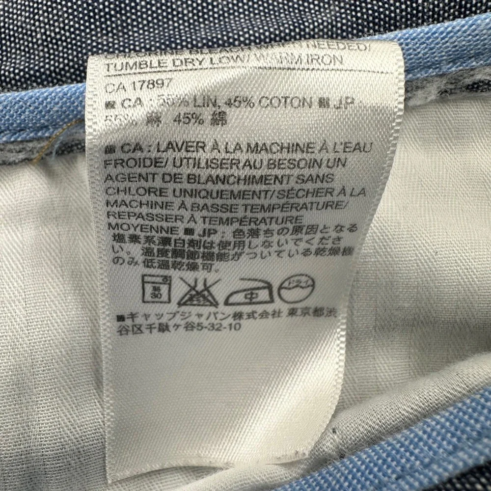 Banana Republic Aiden Chino Mens 34x30 Blue LINEN Cotton Blend Slim Fit Pants
